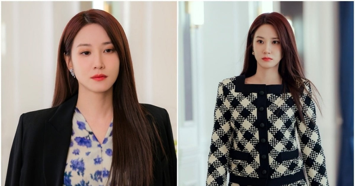박은빈이 두 가지 다른 오피스룩 스타일을 보여주고 있다.