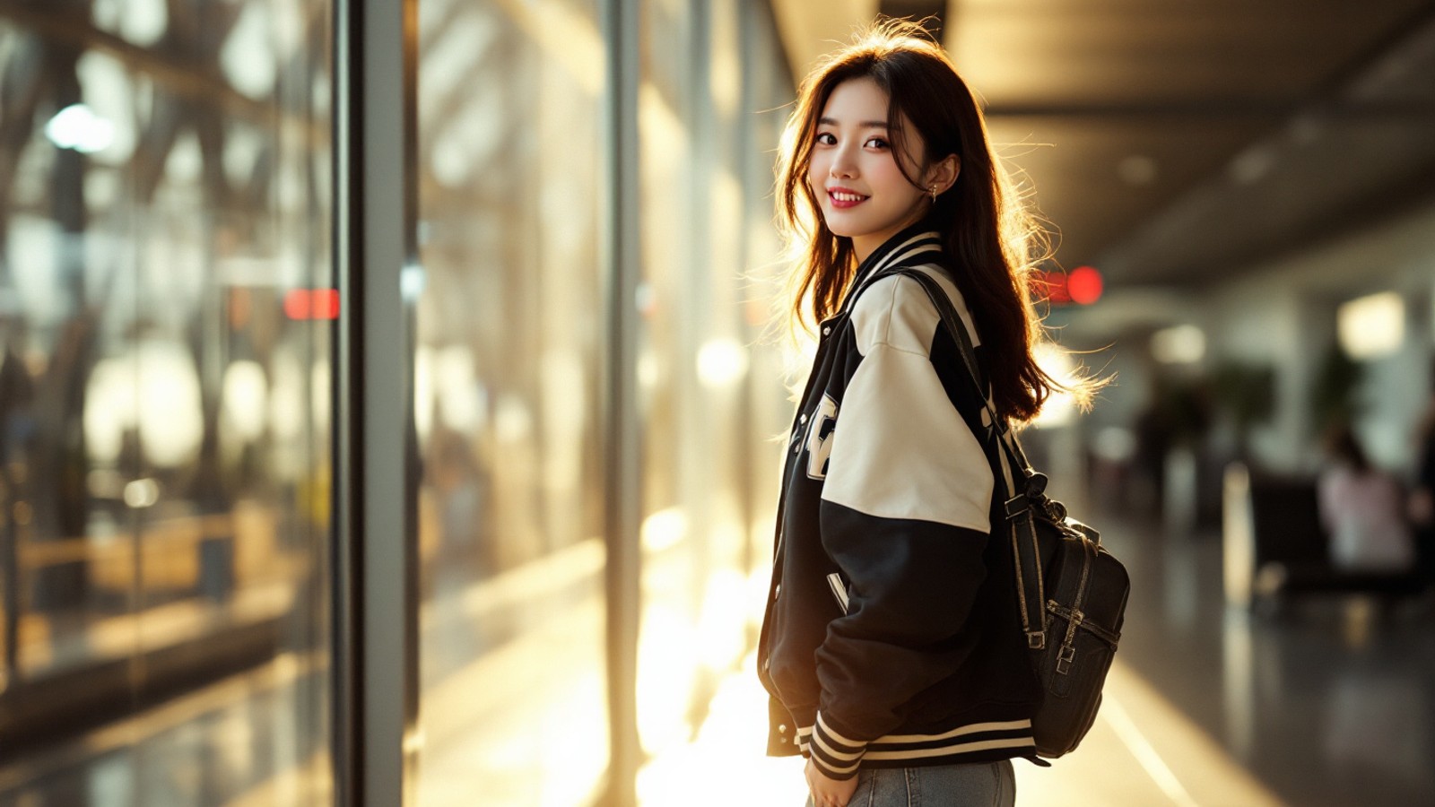 AI 생성 이미지 · [K-스타일] 장원영, 공항 바시티룩으로 '러블리 캐주얼' 주목