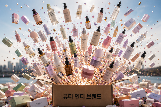 다양한 K뷰티 제품들이 진열된 매장 전경