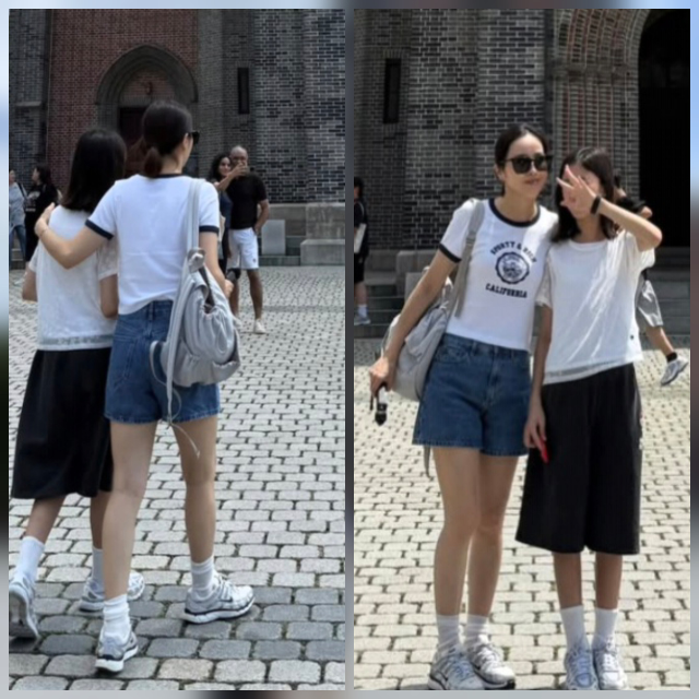 한혜진이 딸과 함께 환하게 웃고 있다.