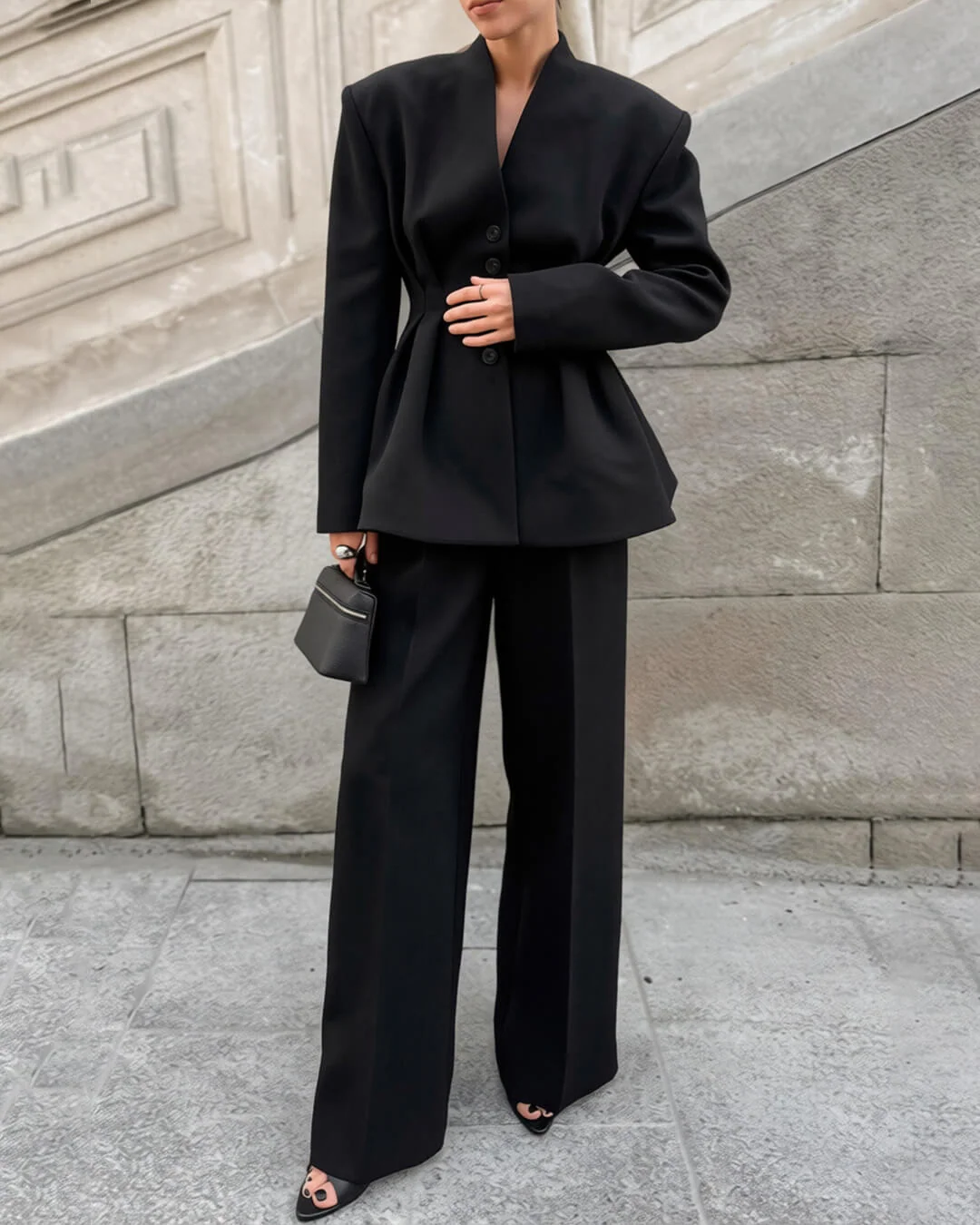 Empress Ruched-Waist V-Neck Blazer - Women's Fitted Blazer - V-Neck Jacket for Women - Office Blazer - Spring Autumn Blazer – SOERA